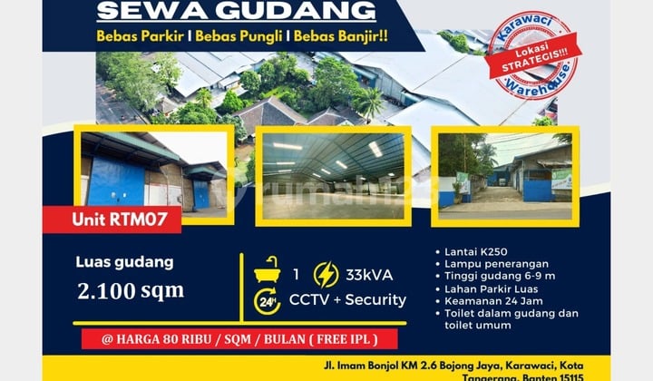 Sewa Gudang 4000 Meter Siap Huni di Karawaci Tangerang