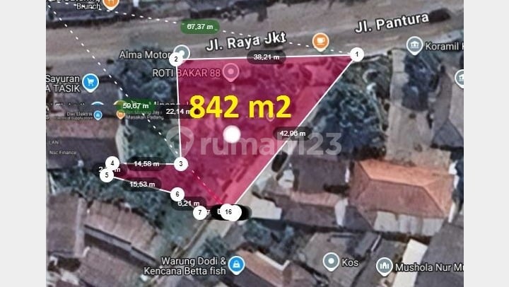 Jual Tanah Luas 842 di Jalan Raya Serang Jakarta Kragilan Serang Banten
