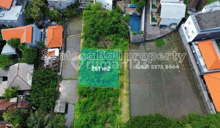 Tanah 261m2 di Semer Kerobokan View Sawah , Lingkungan Villa