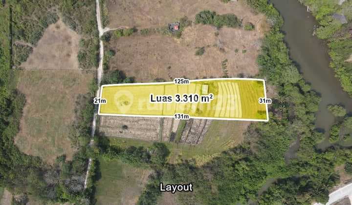 Tanah Murah di Pantai Nyanyi 3310m2 dekat Nuanu