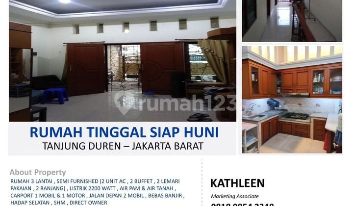 Rumah 3+1 Kamar Hadap Selatan di Lingkungan Tenang Tanjung Duren, Bonus Furniture