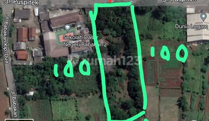 Tanah di Tepi Jalan Raya Puspiptek, Serpong. Dekat Perumahan Paradise Serpong