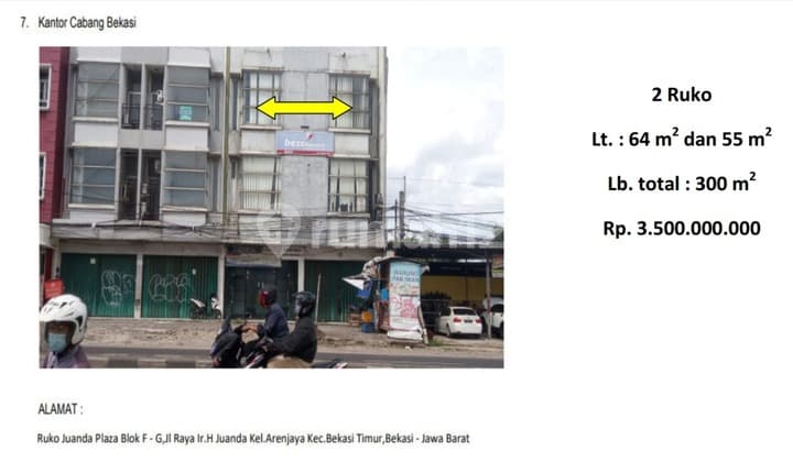 Ruko Gandeng 3 Lantai di Lokasi Ramai Jl. Ir. H. Juanda Bekasi Timur