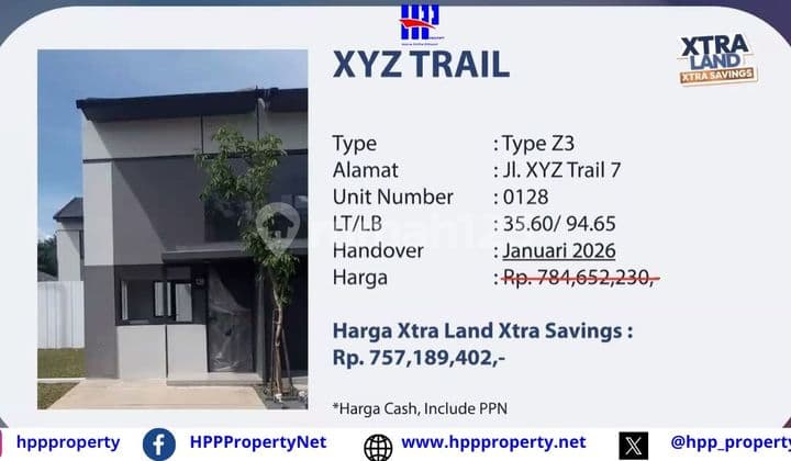Park Serpong - Xtra Land, Xtra Savings | Xyz Trail - Type Z3