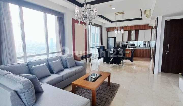 For Rent. Kemang Village Tower Tiffany 3BR with balcony. View Sudirman. Best Price.