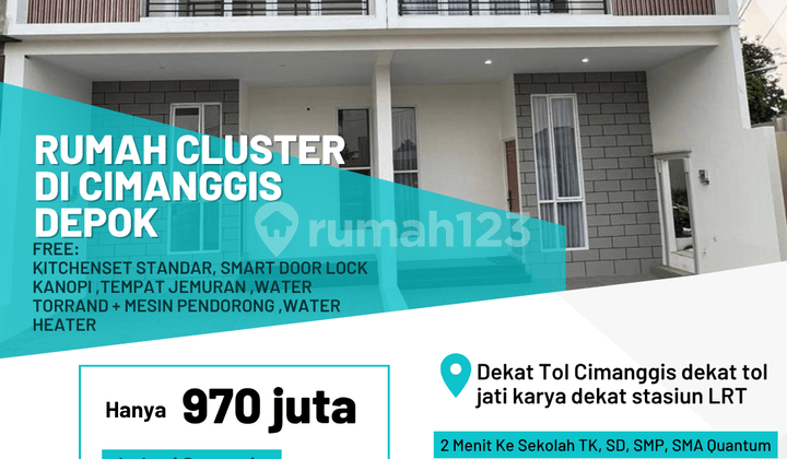 Rumah cluster di cimanggis depok dekat tol cimanggis bebas banjir