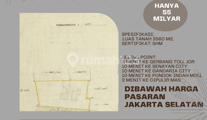 Tanah Luas Strategis di Cipulir Kebayoran Lama Jakarta Selatan
