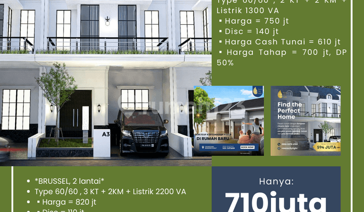 New 1 & 2 Story European Concept Houses in Cihanjuang, Near Cimahi City Government.