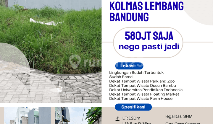 tanah kavling cluster kolmas lembang bandung strategis bebas banjir