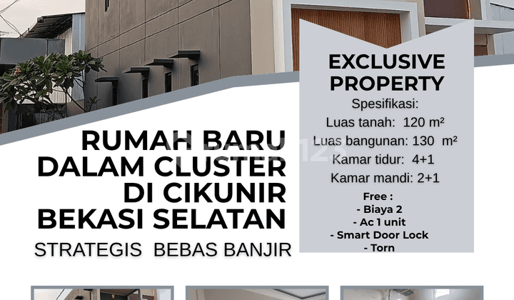 Rumah Baru Dalam Cluster di Cikunir Bekasi Selatan Nobanjir