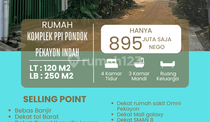 Cheap House in Ppi Pondok Pekayon Indah Complex, South Bekasi