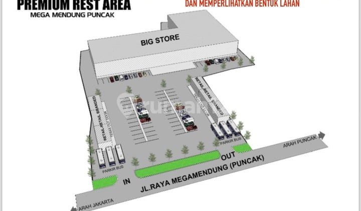 Kavling Komersial 9000M2 Jl Raya Puncak--Depan Cimory Dairy Land, Turun Harga Jual Cepat !!