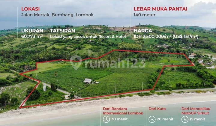 Tanah SHM 60.773 m² Pantai Blumbang Lombok