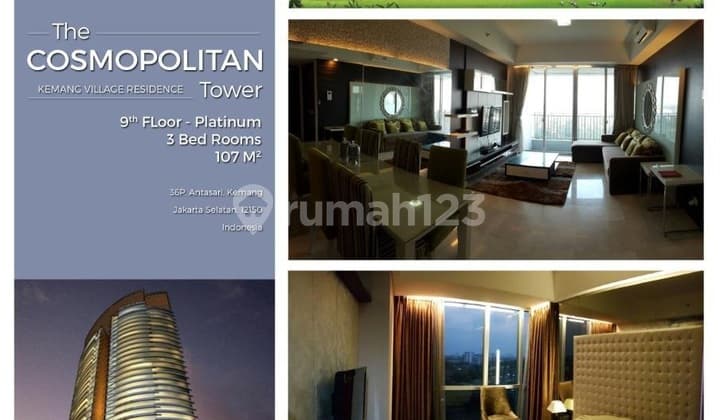 Apartemen Kemang Villlage, Floor 9, Size 107, 3 BR, View Kota