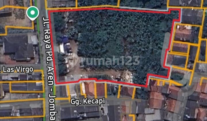 SHGB land 5,160 m² square plot, main road Jl Raya Jombang, Ciputat #