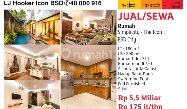 House With Swimming Pool In Simplicity The Icon Bsd City