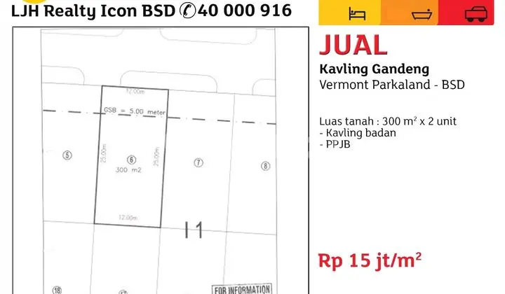Kavling Gandeng Vermont Parkland Bsd