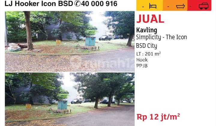 dijual kavling hoek di simplicity the icon bsd