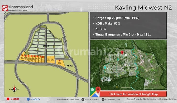 Kavling Komersial Samping Gate The Zora BSD City - Siap Bangun 12 Lantai