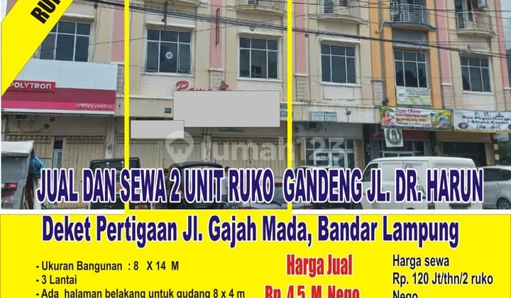 Ruko 2 Unit Gandeng di Jl Dr Harun Siap Pakai