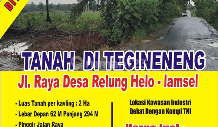 Tanah luas di tegineneng cocok untuk pabrik atau gudang