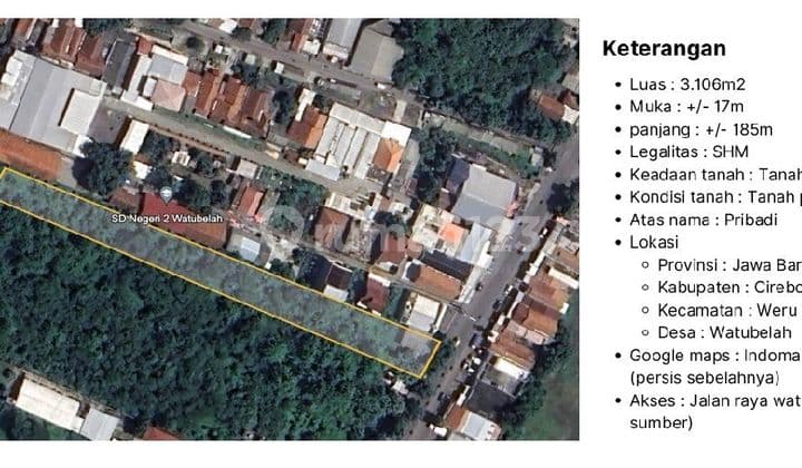 Tanah Strategis Di Pinggir Jalan Raya Weru Plered Cirebon