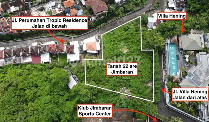 Turun Harga Dijual Tanah 2.225 M2 Cocok Utk Villa Elite Lokasi di Taman Griya, Jimbaran, Bali