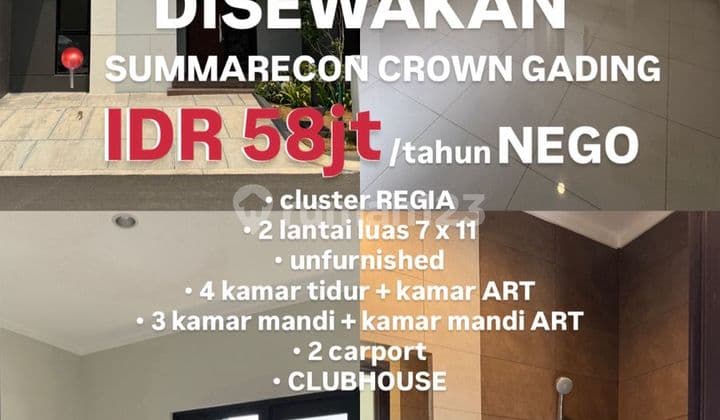 Disewakan Rumah Nyaman Menarik di Cluster Regia, Bekasi