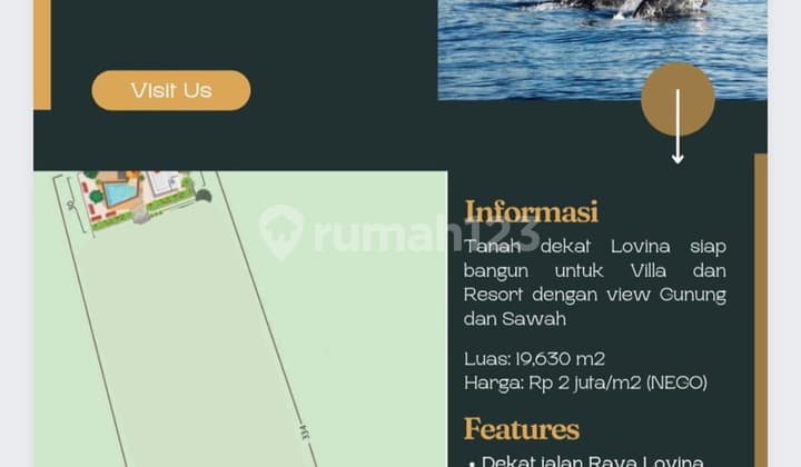 Tanah di Lovina, Bali Jalan Seririt, Singaraja Cocok untuk Hotel / Vila