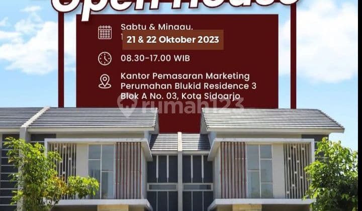 Rumah Murah Sidoarjo Blukid Residence3 OPEN HOUSE Rumah di Blukid Residence3 Bluru Kidul Sidoarjo SHM Baru Selatan