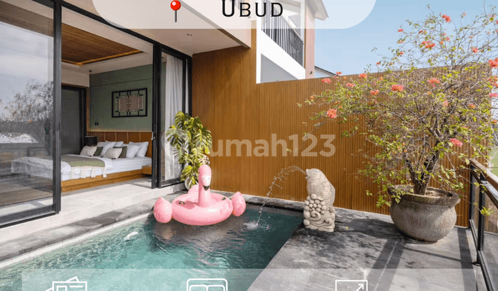 Modern Tropical 2 Bedrooms Villa With Rice Field View At Ubud