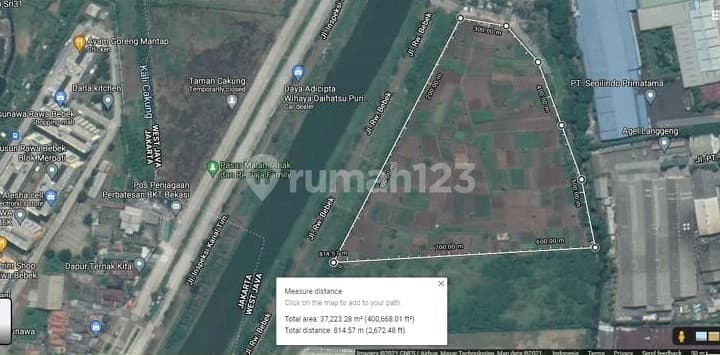Dijual Tanah 40.000 m² di Rawa Bebek, Bekasi, Dekat Perumahan Kota Harapan Indah Bekasi