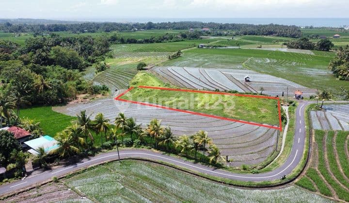 Tanah dengan Pemandangan Sawah dan Laut, Berjarak 1 Km ke Pantai Abiankapas Beraban Tabanan