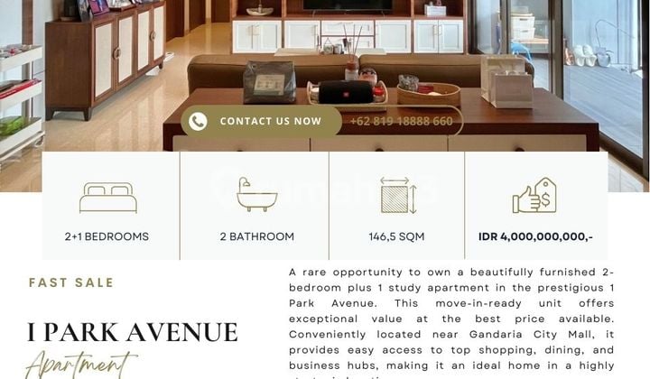 1Park Avenue, 2+1Br 146,5Sqm , Total Renovated, Best Price Available, Ready To Move In, Please Contact Clara-Abie Property