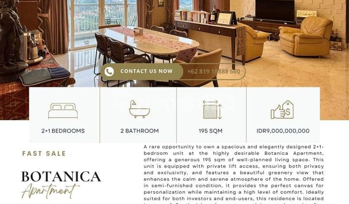 RARE FIND: Botanica Apartment, 2+1BR 195sqm, READY TO MOVE IN