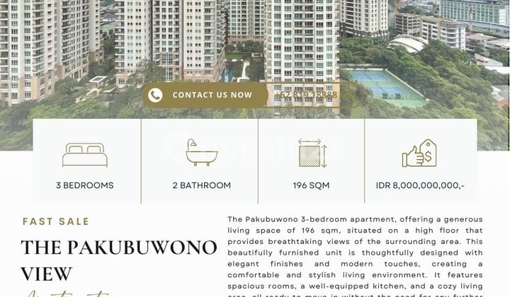 FAST SALE: The Pakubuwono View, 3BR 196sqm, HARGA TERMURAH, Siap Huni and BISA KPA