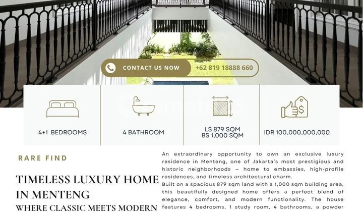 Rumah Mewah di Area Menteng, Beautifully Designed, Land Size 879Sqm