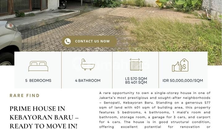 Prime House in Senopati, Spacious land, best price guaranteed! Please contact Clara Abie Property for more info and private showings!