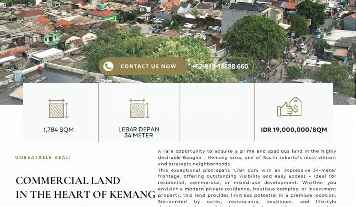 Jual Tanah Komersil Luas 1,784 Sqm di Jalan Bangka, Kemang. Cocok untuk Residential/Business! di Bawah NJOP