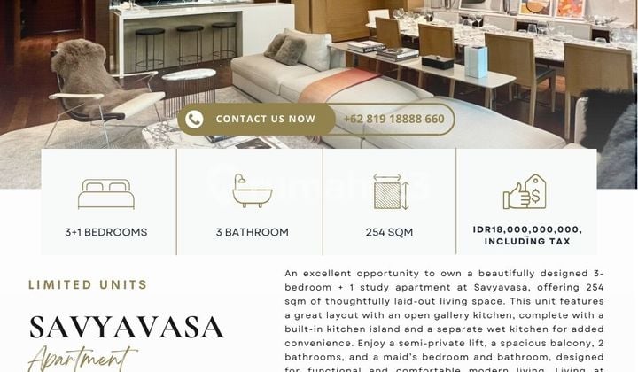 Savyavasa 3+1BR 254sqm, Private lift, Brand New!