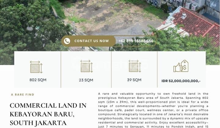 Jual Tanah Komersil di Jalan Bumi, Pakubuwono, Super Strategis,Spacious dan Cocok Investment/ Usaha