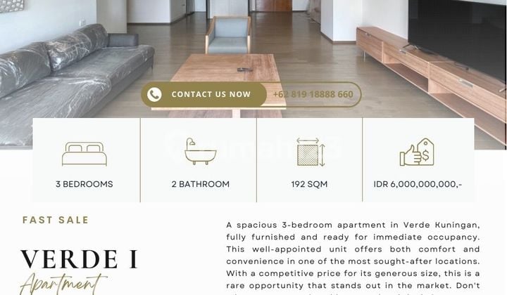 Verde apartment, 3BR 192sqm, READY to Move in, TERMURAH