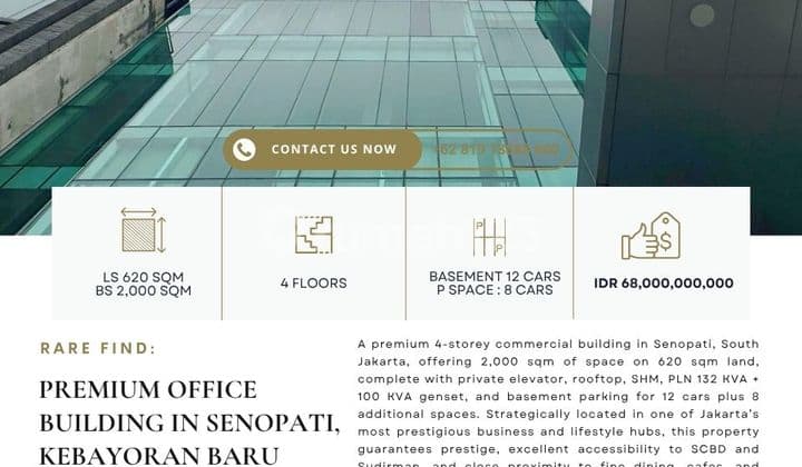 RARE FIND: Office building in Wolter Monginsidi, Kebayoran baru, BEST DEAL GUARANTEED, contact me for info