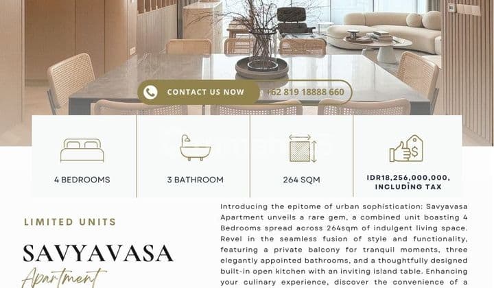 Savyavsa Apartment, LIMITED units, 4BR 264sqm, BRAND NEW