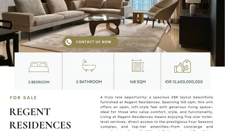 REGENT RESIDENCES, 2BR 168sqm, Best Layout and Ready to move in!