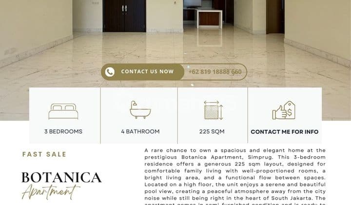 Botanica Apartment, 3Br 225Sqm, High Floor, Pool View, Rare Unit,Best Price Guaranteed