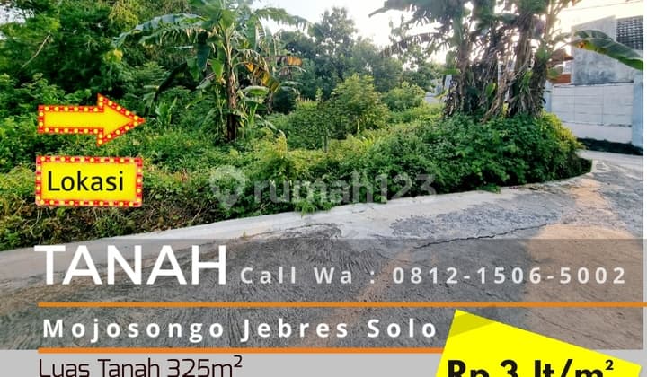Tanah Ideal.325m2 Siap Bangun Hook Mojosongo Solo