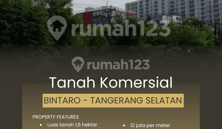 Tanah Komersial 1,6 Hektar Bintaro - Tangerang Selatan