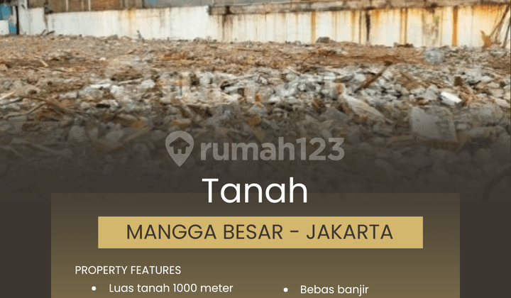 Tanah 1000 Meter Strategis di Mangga Besar - Jakarta Barat
