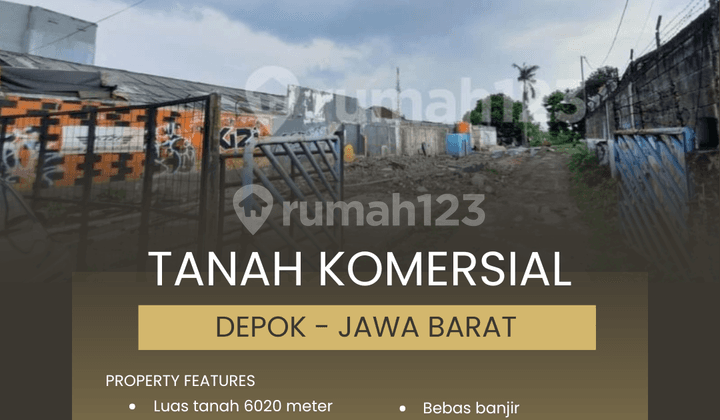 Tanah Komersial 6000 Meter Strategis, Depok - Jawa Barat